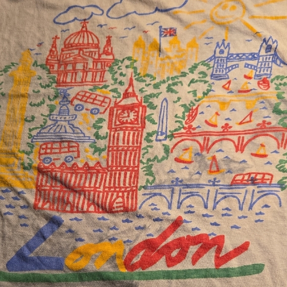 Vintage Single Stitch Gtey T- Shirt Featuring A Colorful London Graphic - Picture 2 of 5